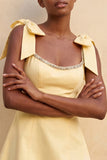 Pink Scoop Neck A-Line Short Homecoming Dress with Bows