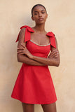 Pink Scoop Neck A-Line Short Homecoming Dress with Bows