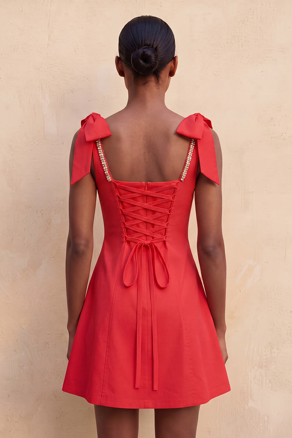 Pink Scoop Neck A-Line Short Homecoming Dress with Bows