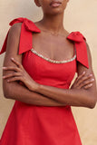 Pink Scoop Neck A-Line Short Homecoming Dress with Bows