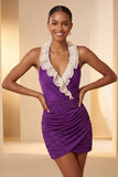 Glitter Light Yellow Ruched Tight Short Homecoming Dress with Ruffles