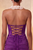 Glitter Light Yellow Ruched Tight Short Homecoming Dress with Ruffles