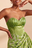 Green Lace Tight Ruched Short Homecoming Dress with Beading