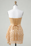 Green Lace Tight Ruched Short Homecoming Dress with Beading