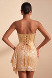Green Lace Tight Ruched Short Homecoming Dress with Beading