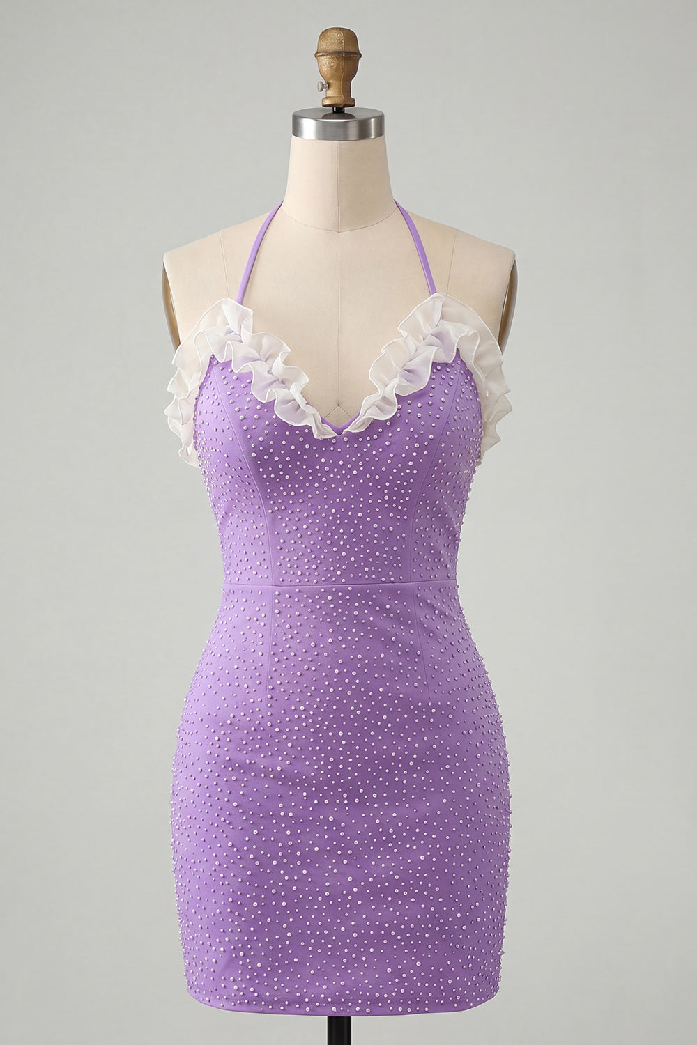 Sparkly Orange Beaded Ruffled Tight Short Homecoming Dress