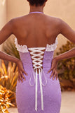 Sparkly Orange Beaded Ruffled Tight Short Homecoming Dress