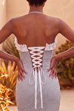 Sparkly Orange Beaded Ruffled Tight Short Homecoming Dress