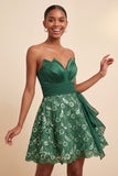 Orange Lace A Line Ruched Short Homecoming Dress with Sash
