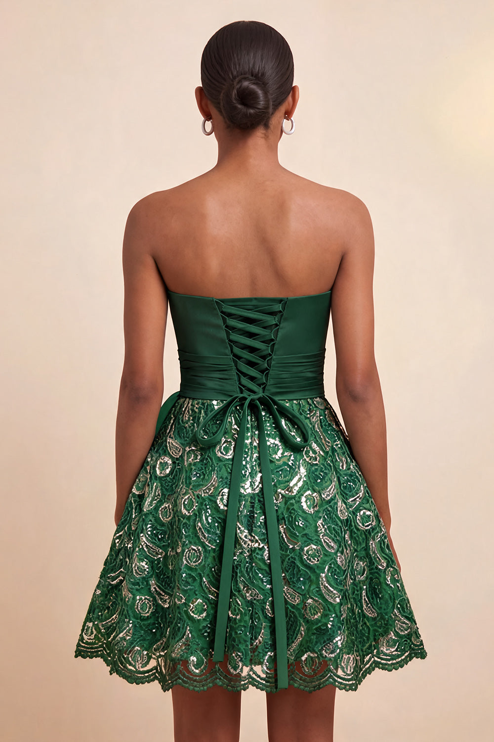 Orange Lace A Line Ruched Short Homecoming Dress with Sash