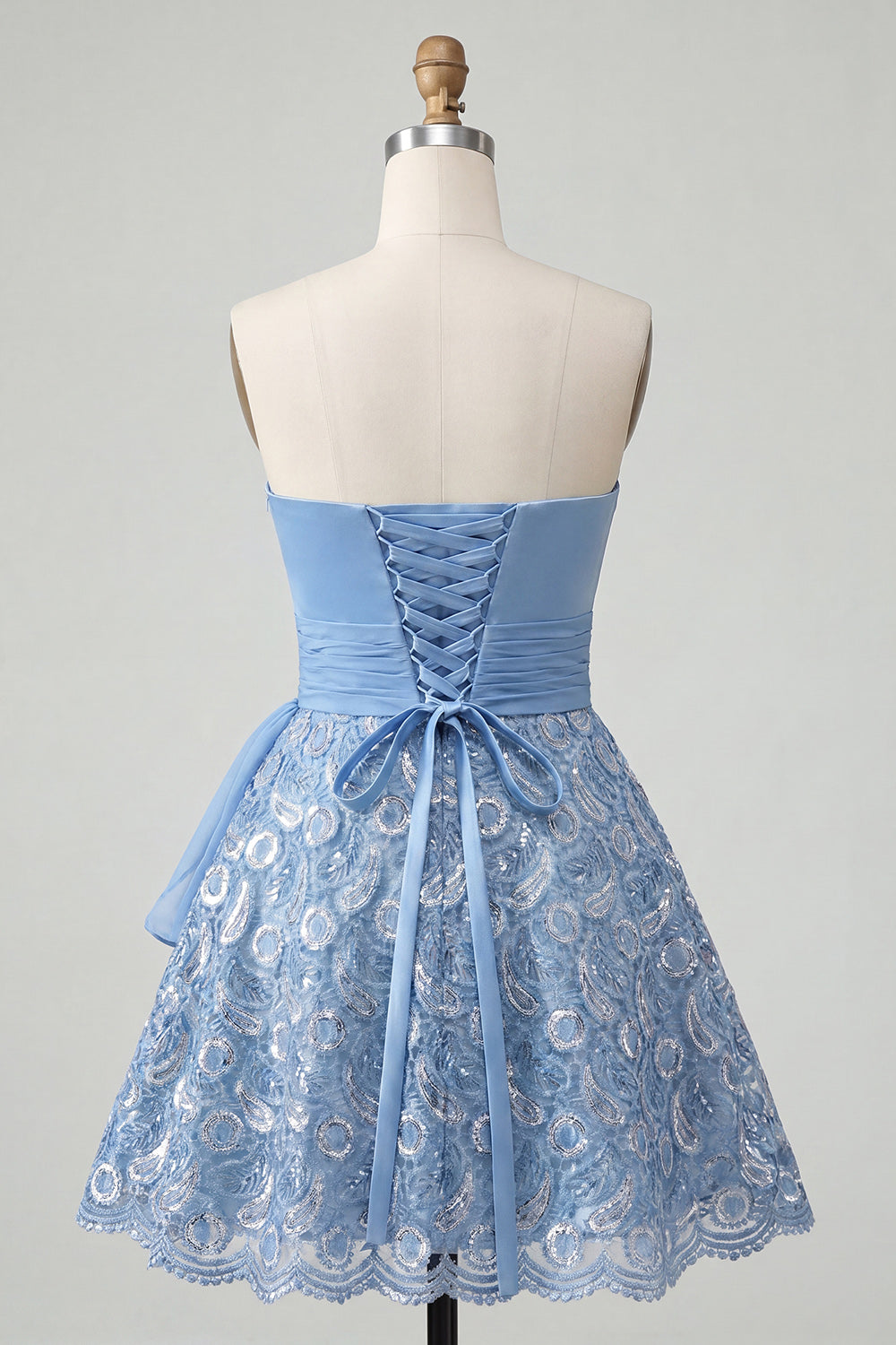 Orange Lace A Line Ruched Short Homecoming Dress with Sash
