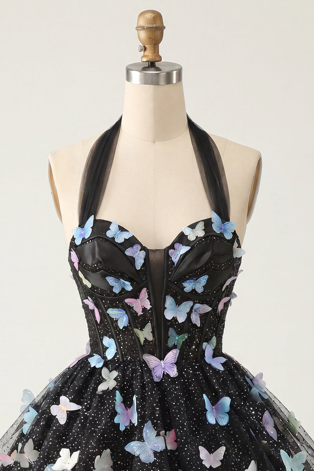 Glitter Light Purple Corset A-Line Short Homecoming Dress with 3D Butterflies