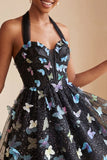 Glitter Light Purple Corset A-Line Short Homecoming Dress with 3D Butterflies