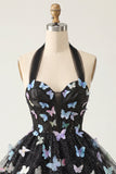 Glitter Light Purple Corset A-Line Short Homecoming Dress with 3D Butterflies