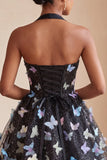 Glitter Light Purple Corset A-Line Short Homecoming Dress with 3D Butterflies