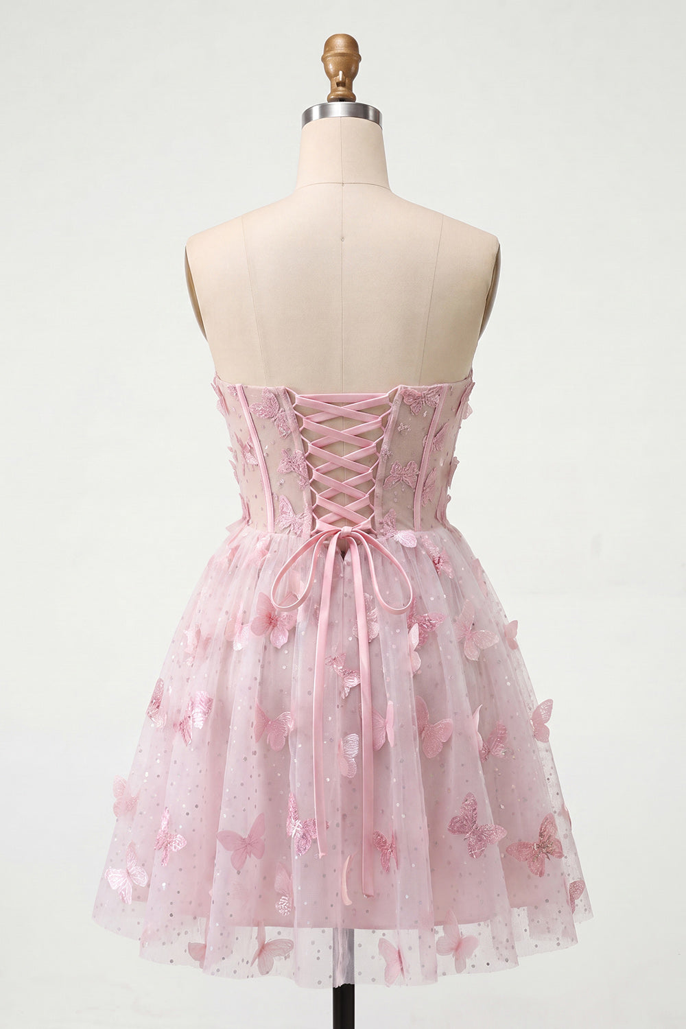 Sparkly Black Corset A-Line Short Homecoming Dress with 3D Butterflies