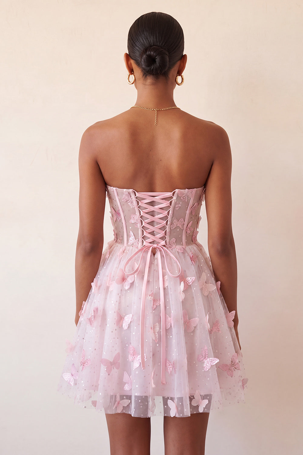 Sparkly Black Corset A-Line Short Homecoming Dress with 3D Butterflies