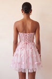Sparkly Black Corset A-Line Short Homecoming Dress with 3D Butterflies
