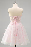 Sparkly Black Corset A-Line Short Homecoming Dress with 3D Butterflies