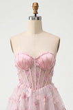 Sparkly Black Corset A-Line Short Homecoming Dress with 3D Butterflies