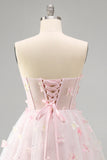 Sparkly Black Corset A-Line Short Homecoming Dress with 3D Butterflies
