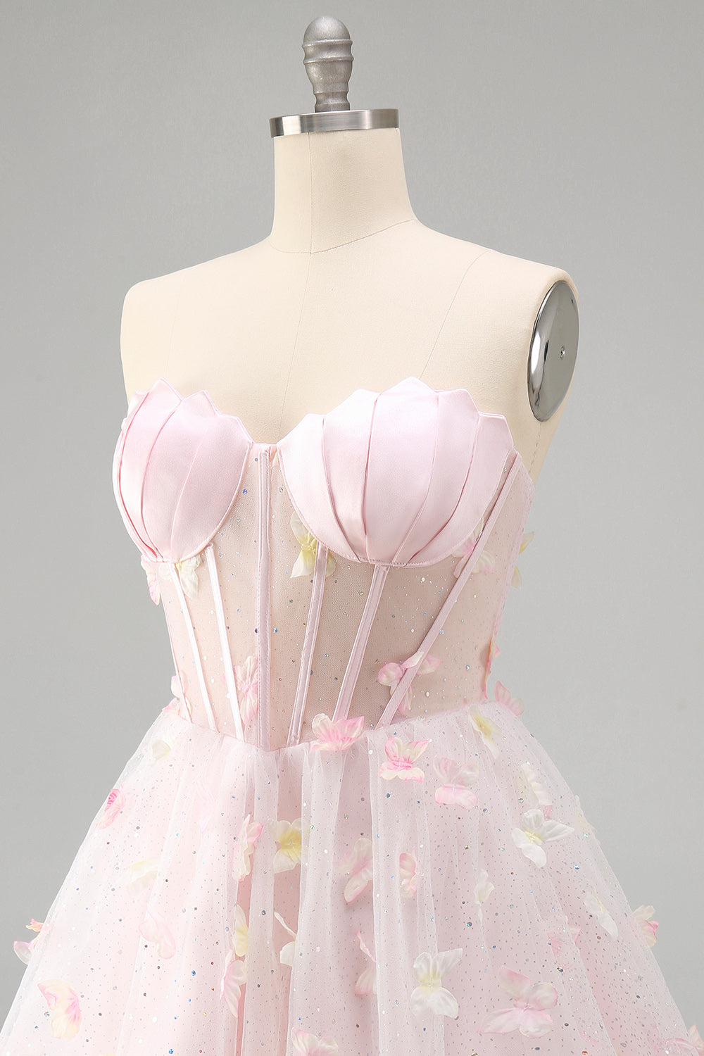 Sparkly Black Corset A-Line Short Homecoming Dress with 3D Butterflies