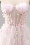 Sparkly Black Corset A-Line Short Homecoming Dress with 3D Butterflies
