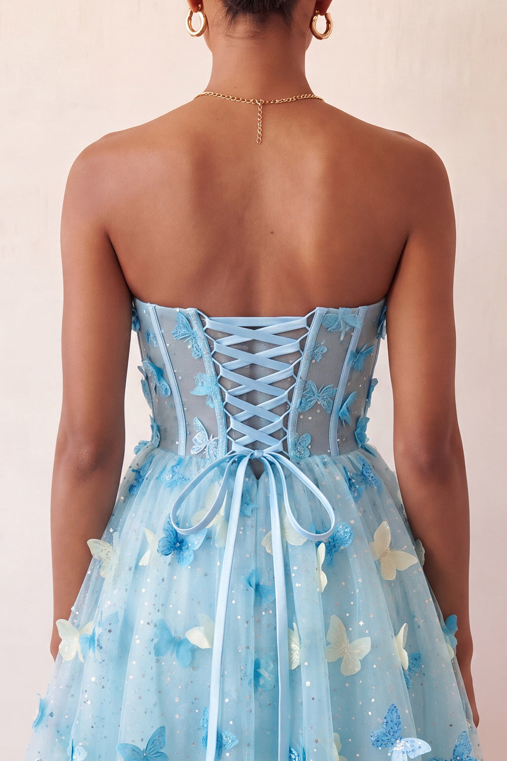 Sparkly Black Corset A-Line Short Homecoming Dress with 3D Butterflies