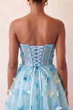 Sparkly Black Corset A-Line Short Homecoming Dress with 3D Butterflies