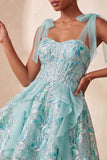 Sparkly Light Blue Corset Sequin Ruffled Short Homecoming Dress with Bows