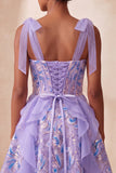Sparkly Light Blue Corset Sequin Ruffled Short Homecoming Dress with Bows