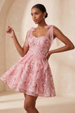 Sparkly Light Blue Corset Sequin Ruffled Short Homecoming Dress with Bows