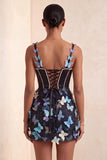 Sparkly Corset Black Beaded Short Homecoming Dress with Appliques