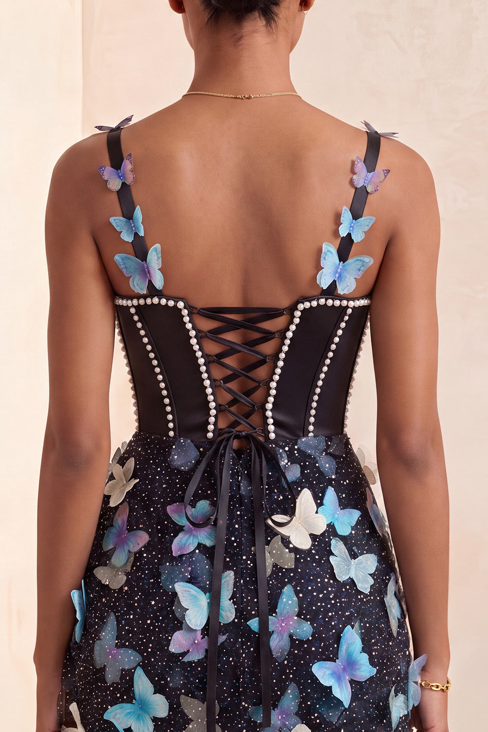 Sparkly Corset Black Beaded Short Homecoming Dress with Appliques