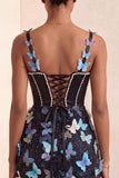 Sparkly Corset Black Beaded Short Homecoming Dress with Appliques