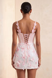Sparkly Corset Black Beaded Short Homecoming Dress with Appliques
