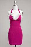 Sparkly Orange Beaded Tight Short Homecoming Dress with Ruffles