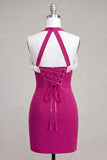 Sparkly Orange Beaded Tight Short Homecoming Dress with Ruffles
