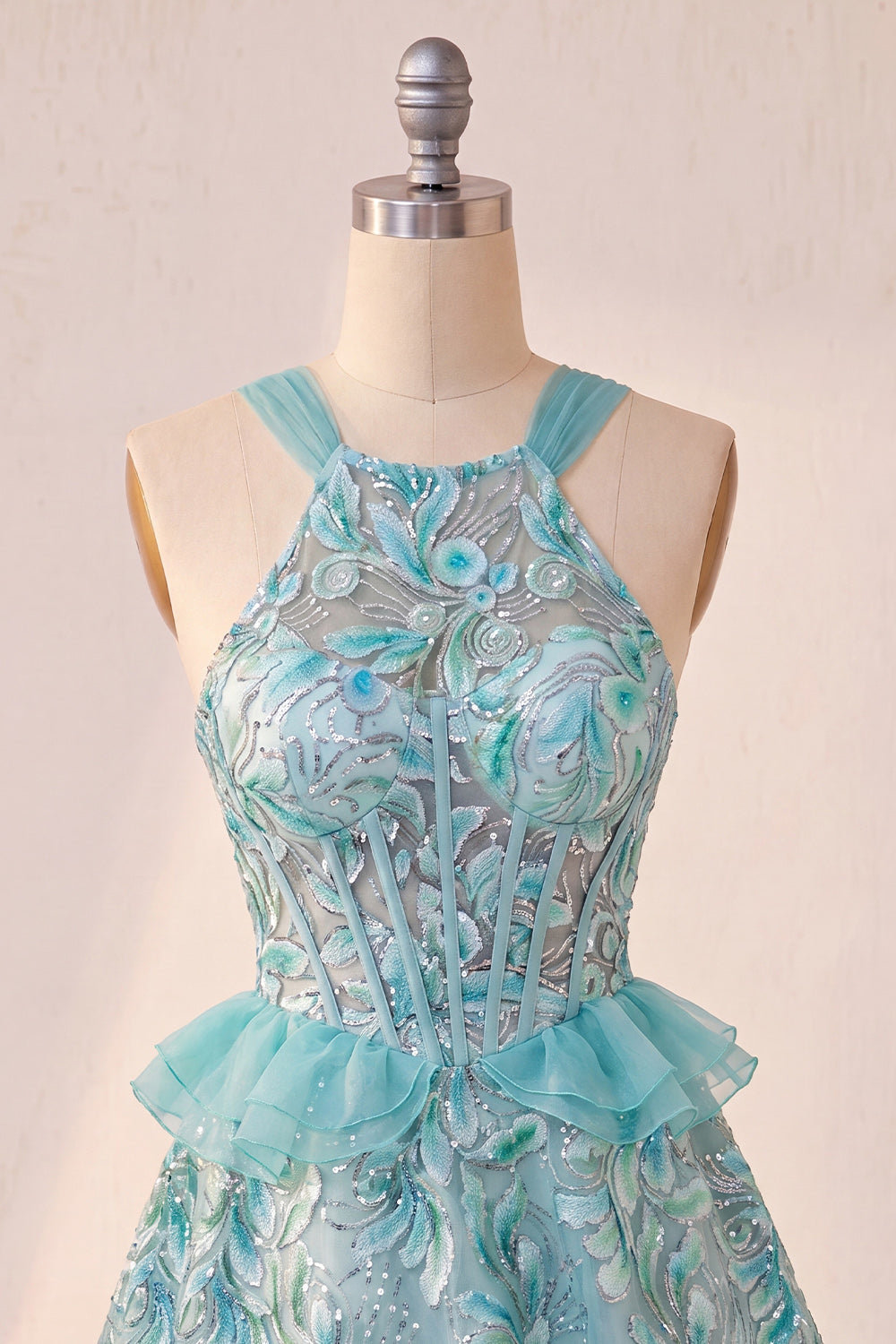 Sparkly Floral Purple Corset Beaded Short Homecoming Dress