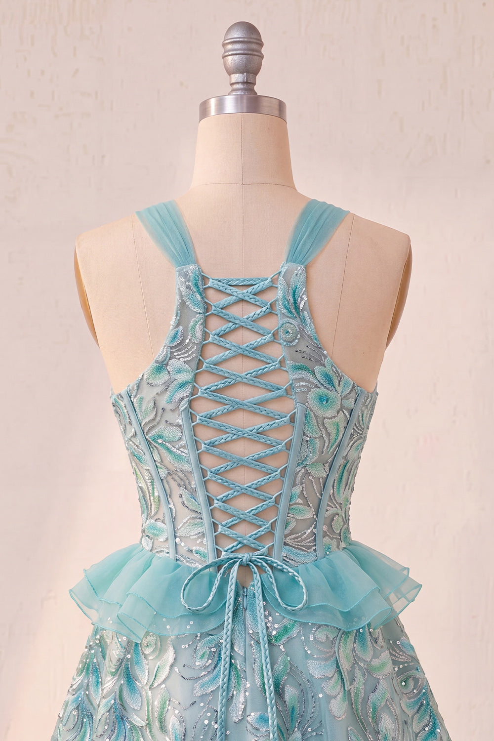 Sparkly Floral Purple Corset Beaded Short Homecoming Dress