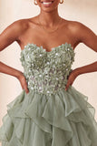Floral Light Purple Corset Ruffled Short Homcoming Dress