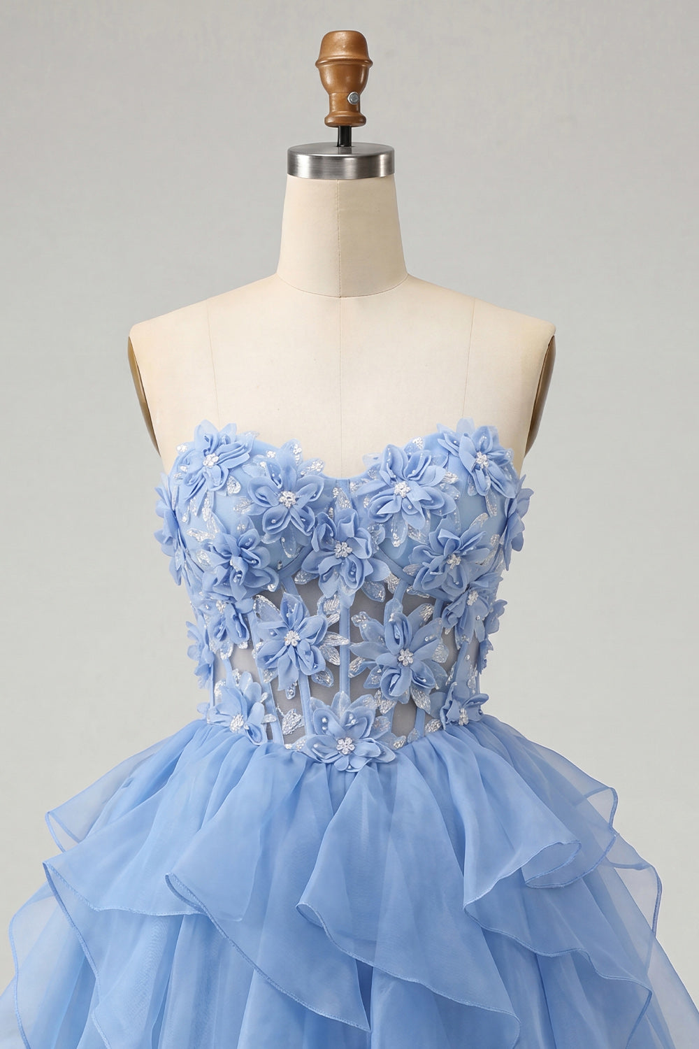 Floral Light Purple Corset Ruffled Short Homcoming Dress