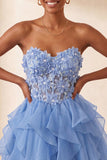 Floral Light Purple Corset Ruffled Short Homcoming Dress