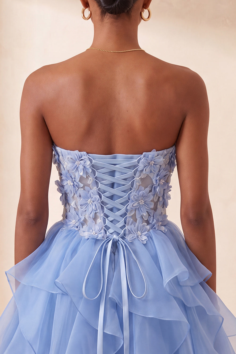 Floral Light Purple Corset Ruffled Short Homcoming Dress