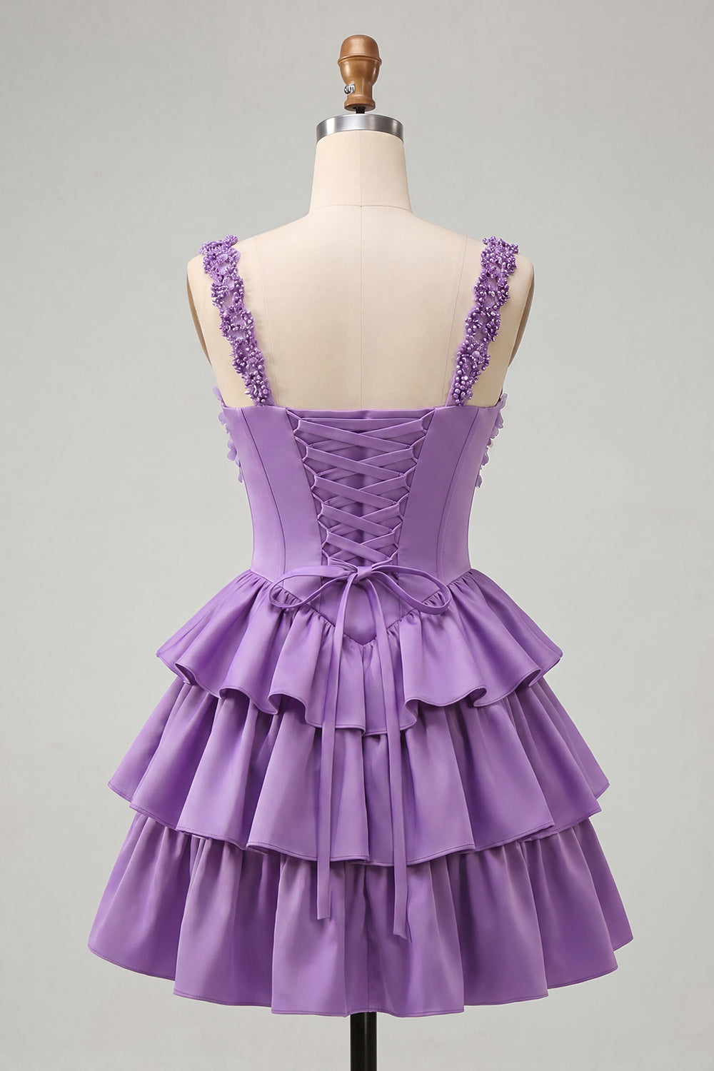 Floral Dusty Sage Corset Tiered Ruffled Short Homecoming Dress