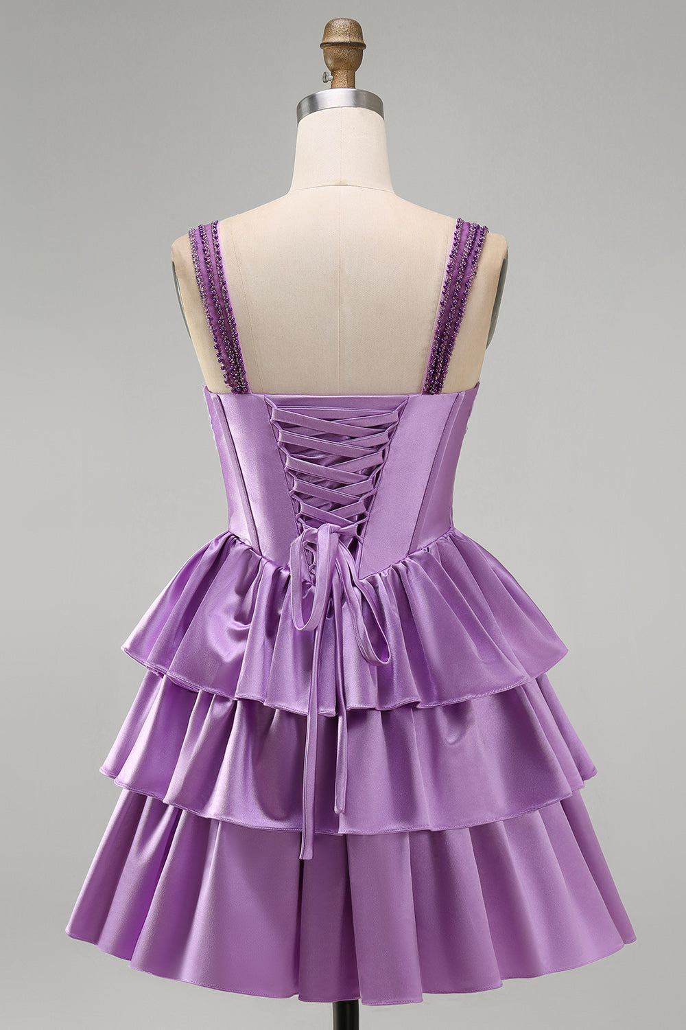 Floral Dusty Sage Corset Tiered Ruffled Short Homecoming Dress