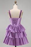 Floral Dusty Sage Corset Tiered Ruffled Short Homecoming Dress
