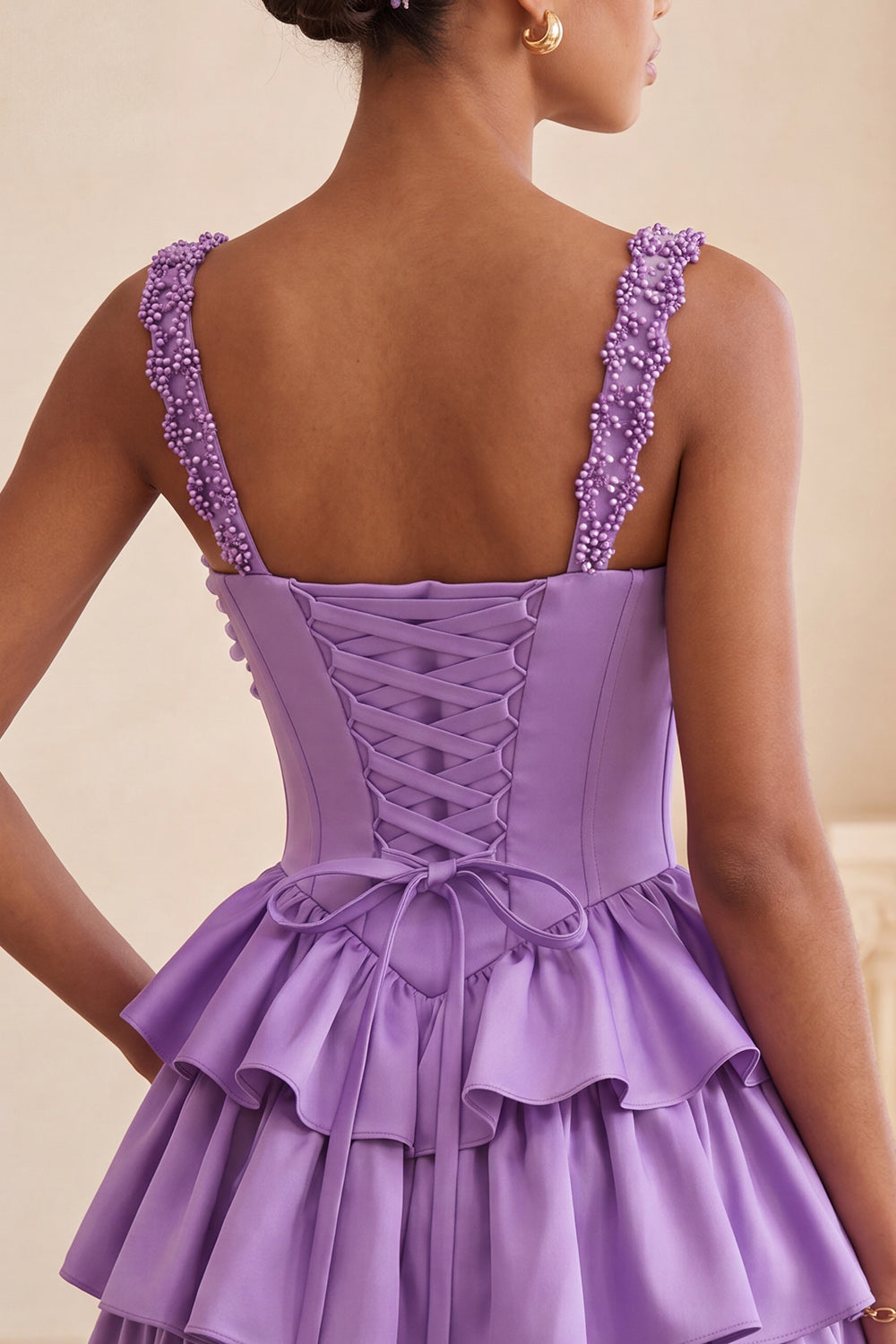 Floral Dusty Sage Corset Tiered Ruffled Short Homecoming Dress