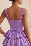 Floral Dusty Sage Corset Tiered Ruffled Short Homecoming Dress