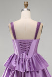 Floral Dusty Sage Corset Tiered Ruffled Short Homecoming Dress